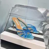 Aquazzura – sandales transparentes avec boucle en strass, en cuir sexy français, talons hauts, pantoufles de style féerique, nouvelle collection 2024