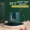 400 ml kaffekoppo -dalbana uppsättning 55 graders temperatur som håller automatisk uppvärmning Keramisk mugg 240301