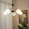 Chandeliers Modern White Glass Ball Chandelier For Dining Table Living Room Bedroom Luminaire Pendant Lamp Indoor Lighting Fixture