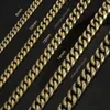 10mm herrar Miami Cuban Link Armband Chain Set 14k Guldpläterad rostfritt stål