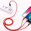 Lovebay 3-in-1 USB-snellaadkabel Type C Micro IOS Multi-oplaadkabel voor iPhone Huawei Samsung Nylon gevlochten snoer