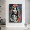 アフリカンブラックウーマングラフィティアートポスターとプリント抽象的なアフリカンガールキャンバス絵画壁の写真壁飾り321D