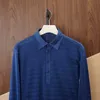 Mens Polos Spring zilli Cotton 100% Blue Leisure Long Sleeve Polo Shirt