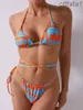 2022 New Style Badeanzug Damen Sexy Slim Fit Farbblockmuster Mode Krawatte Dreipunkt-Split-Bikini 230404 MREL