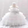 Robe d'été bébé 1 an gonflé rose enfants arc baptême princesse anniversaire robes enfant en bas âge enfants baptême bébé fille vêtements 240226