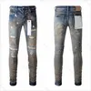 Jeans Jeans firmati viola per jeans da uomo Jeans da uomo alla moda di alta qualità Pantaloni firmati stile cool Pantalone strappato in difficoltà Nero Blu Jean Slim Fit Moto 510