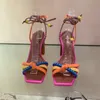 Brasil moda luxo torção tecido sandálias cor bloqueio designer marca das mulheres sapatos grossos com salto alto feminino casual 240301