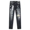 Jeans viola da uomo primavera e autunno nuovissimi pantaloni casual elasticizzati slim fit invecchiati con piedi piccoli
