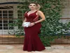 Vinho vermelho profundo decote em v vestido de baile vestidos de noite cintura cortada com apliques rendas lantejoulas frisado longo sereia formal pageant dress3656756