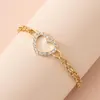 Charm Armband 2024 Valentine's Day Gift Crystal Jewerly Link Link Chain Hollow Out Heart Armband för kvinnor