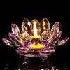 Crystal Glass Lotus Flower Candle Tea Light Holder Buddhist Candlestick Wedding Bar Party Valentine's Day Decight Night Light Y280p