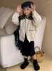 Giacche Abbigliamento per bambini Cappotto autunnale stile preppy per ragazze 23 Giacca a vento blu scuro alla moda per bambina Zlj