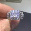 Anéis de corte vintage anel de prata esterlina quadrado diamante promessa noivado anéis de casamento feminino jóias de noiva ldd240311