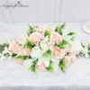 90CM Künstliche Blume Konferenztisch Blumenreihe Rose Lilie Hortensienblatt Hochzeit Party Dekor Tischdekoration Blumenläufer Q232c