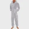 Masculino novo quente com capuz pijamas inverno adulto casual macacões casal zíper quente velo fino pijamas de uma peça sleep lounge