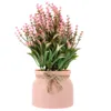 Plantes artificielles en pot, fleurs décoratives, fausses plantes d'extérieur pour porche, petit bonsaï rose, ornements de bureau