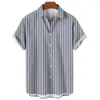 Men's Casual Shirts Vintage Striped Shirt Outdoor 3d Print Crop Top 2024 Summer Beach Loose Oversized Lapel Tees Social 5XL