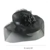 Copricapo E15E Cappello con velo Fascinator da chiesa per le donne Net Wedding Tea Party Bridal Shower