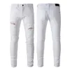 Nya denim mäns lyxdesigner denim jeans långa byxor med hål cyklande herrkläder