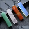 Pendant Necklaces Natural Crystal Stone Sier Plated Pendant Necklaces With Rope Chain For Women Men Party Club Decor Jewelry Drop Deli Dhwri