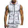 Mens Hoodies Sweatshirts Ele-Choices Summer Men Gym Fitness Camouflage Mesh Zip Up Sleeveless Hooded Tank Top Drop Delivery Apparel Cl Otxzg