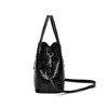 Embossed Top Handle Bag Elegant Patent Leather Shoulder Purse Womens Zipper Satchel 240307