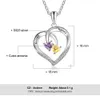 925 Sterling Silver Personalized Heart Necklace with 2 Birthstones Engraved Name Couple Necklace Silver Jewelry Gifts for Wife 240305