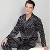 Birdsky 1pc Men Pajamas Pijamas Pajama pj set Menwear Nightwear Long Sleeve Sleepwear 16mm 100 ٪ Mulberry Silk Satin Geometry S-324 240227