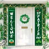 Rideau de porte de décoration de fête, bannière de trèfle vert Saint Patrick, drapeau de Couplet irlandais, ornements de maison 240219