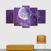 5 панелей холст картина луна фиолетовый пейзаж принты модульная картина постер работа для настенного искусства домашний декор гостиная спальня309g