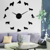 Sans cadre Cavalier King Charles Spaniel 3D bricolage horloge murale chien animal de compagnie chiot boutique mur Art déco autocollants créatifs pour salon X0726303K