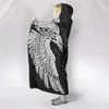 Twin Ravens na Mitologia Nórdica Viking 3D Impresso Cobertor Com Capuz Adulto Criança Sherpa Fleece Wearable Cobertor Microfibra Cama 2110299S