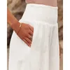 Spring Summer for Women Women Pants Office Lady Cotton Linen Pockets Solid Loose Casual White Wide Leg Long Trousers 240309