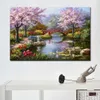 Paysages modernes Peinture Jardin japonais en fleur Peinture à l'huile Toile de haute qualité Arbres peints à la main Décoration murale Beautif267q