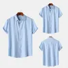 Men's Casual Shirts Men Formal Shirt Stylish Lapel Collar Summer With Seamless Design Stretchy Fabric For Comfortable Business