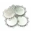 5 Stücke Halskette Anhänger Silber Ton Blume Spitze Metall Sehen Schmuck Cabochon Cameo Basis Tablett Lünette Blank Fit 34mm Cabochons 49mm191L