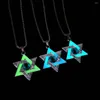 Pendant Necklaces Glowing Necklace Star Of David Stainless Steel Tantrism Hexagram GLOW In The DARK Night Gifts Men Women Girl