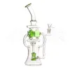 9,8 pouces Dab Rig coloré verre Bongs narguilés en ligne Perc conduites d'eau 14mm Joint huile plates-formes recycleur Bong barboteur