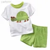 Clothing Sets Green Turtle Boys Clothes Sets Baby Summer Pajamas Suit Kids Sport Suits Children Clothing Sets Short Sleeve T-shirts Pants ldd240311