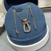 Designer Freds Necklace Versione Seiko Versione Full Diamond Horseshoe Neckle Grand Size Lavata con 18k Rose Luce Luce di nicchia Sterling Sterling Silver Lucky Not