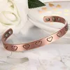 Bangle Copper Armband för kvinnor 99,99% Pure smycken Härlig hjärtdesignstyrka Magneter Energimband Justerbar manschett