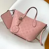 Explosion new Women's Blossom PM M23196 Rose Jasmin Mahina perforated calfskin Magnetic clasp closure Inside removable zipped pocket protective metal bottom studs