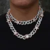 Collier chaîne cubaine bicolore pour hommes, 16mm, Miami Eye Lock, glacé, Zircon scintillant, breloque étoile infini, bijoux Hip Hop, nouvelle collection 2022