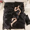 100% Good Quality Satin Silk Bedding Sets Flat Solid Color Queen King Size 4pcs Duvet Cover Flat Sheet Pillowcase Twin Size1229D