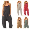 Kvinnors jumpsuits kvinnor jumpsuit sommarövergripande ärmlösa romer med fickor bredben baggy byxor vintage hoppdräkt i ett stycke flickor