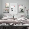 Paintings Abstract Girl Wall Art Canvas Painting Bansky Posters And Prints Black White Pictures For Living Room Decor283Y