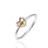 Pierścienie klastra Pierścień Złotego Serca Autentyczna 925 Srebrna biżuteria na kobiety