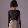 Camisas ativas sexy malha yoga para mulheres manga longa topos treino colheita superior roupas de ginástica push up wear