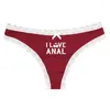 Panties Women's Womens Panties I LOVE ANAL Fashion Sexy Womens Lace Thong Letters Naughty Underwear For Women Lingerie Temptation Bowknot Low Waist ldd240311