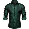 Style chemises à manches longues pour hommes de luxe vert Paisley robe sociale chemise marque hommes vêtements DiBanGu 240301